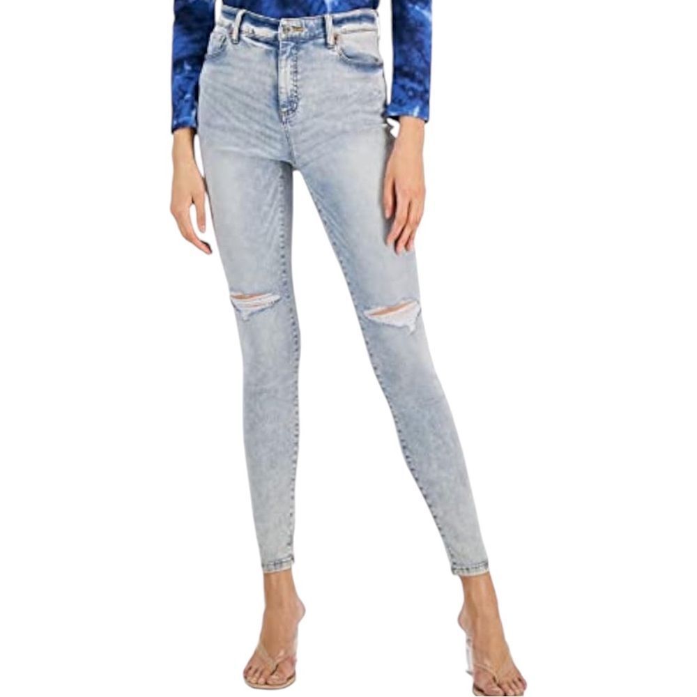 INC Women's Mid Rise Distressed Skinny Jeans Light Indigo 8/29 NWT